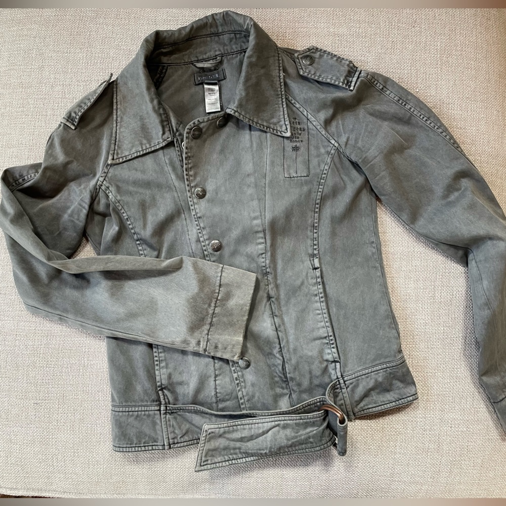 Diesel cotton moto jacket size 6 gray /khaki